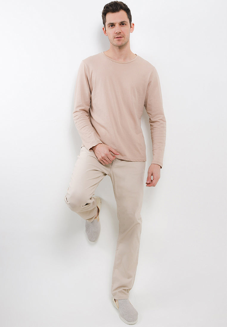 TRIPLE Celana Basic Stretch Regular Slim (304 858 CRM) - Cream