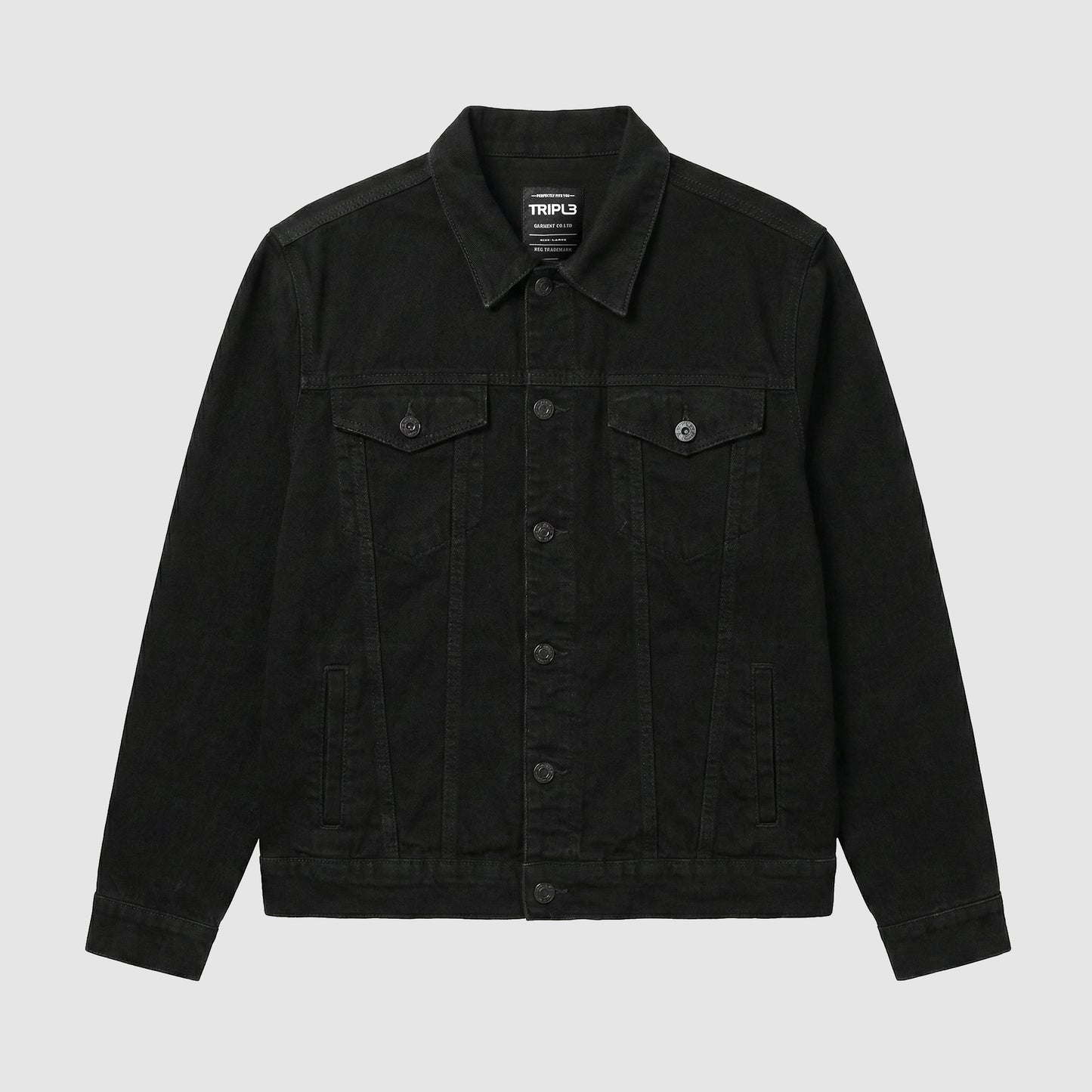 TRIPLE Jaket Denim Reguler Slim (JK DNM 555 04 GW)- Hitam Pekat