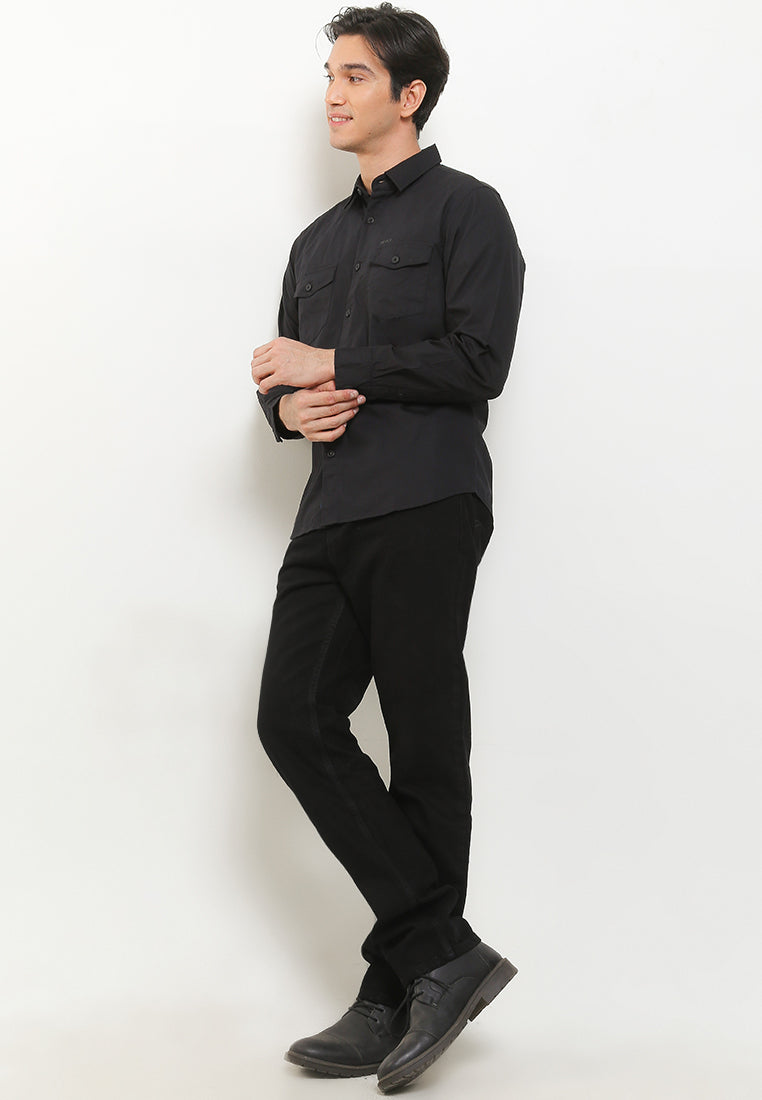 Kemeja Lengan Panjang Slim Fit | LS 187 01 - Black