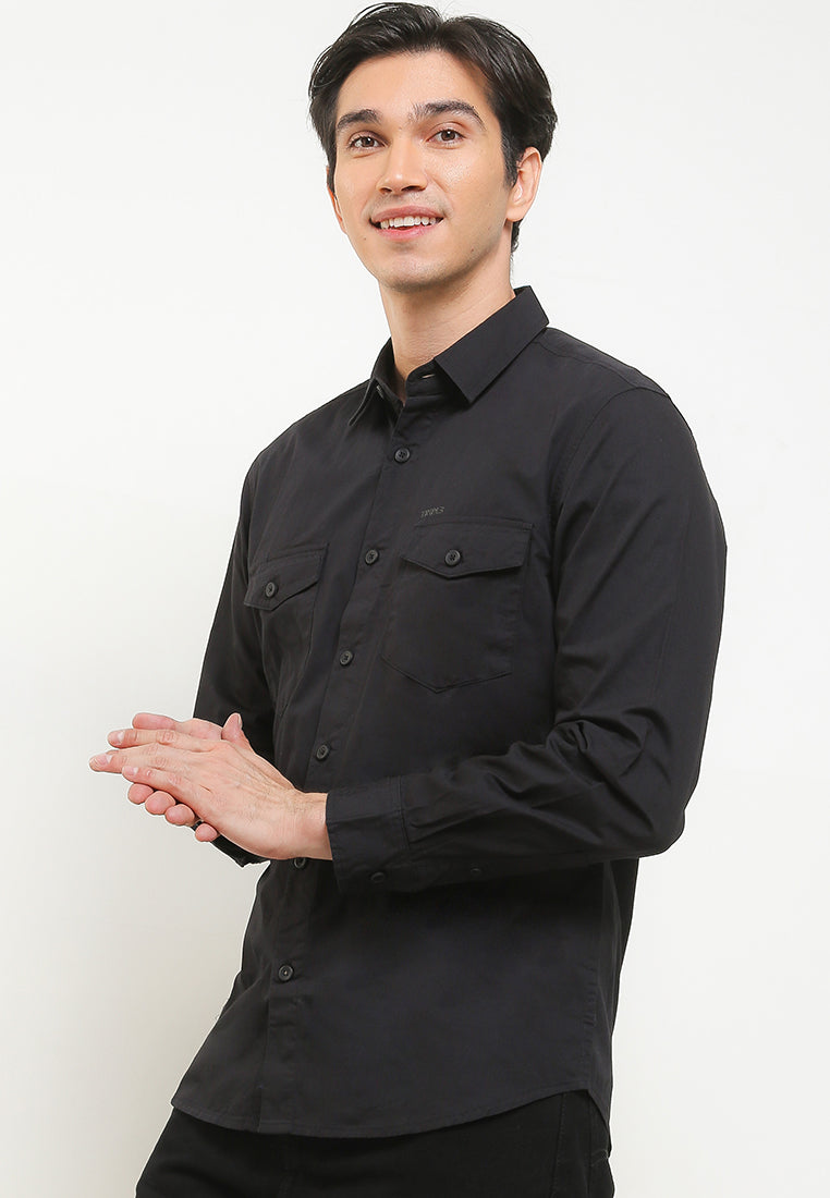 Kemeja Lengan Panjang Slim Fit | LS 187 01 - Black