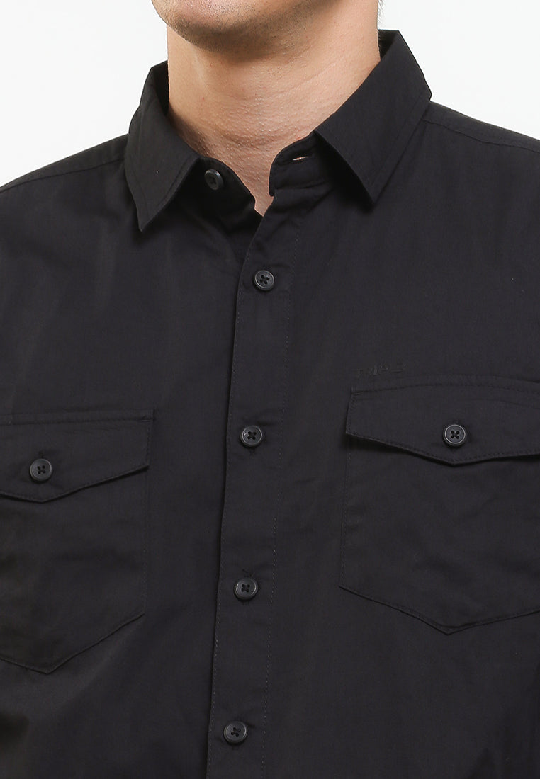 Kemeja Lengan Panjang Slim Fit | LS 187 01 - Black