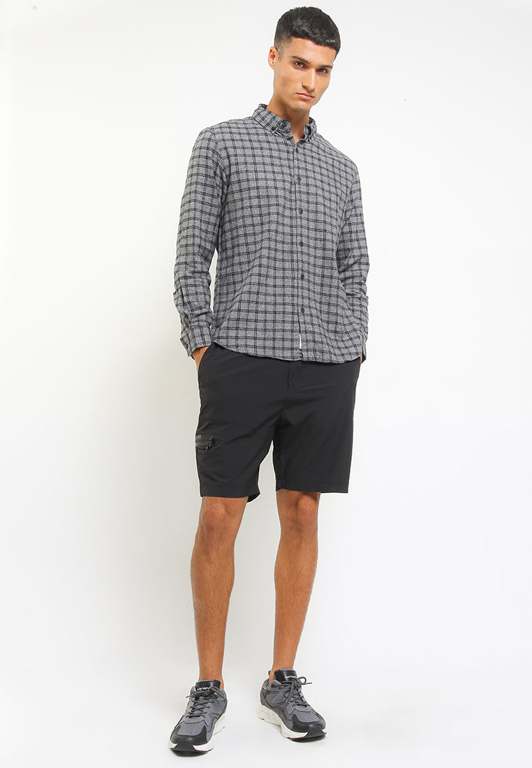 Kemeja Flanel Lengan Panjang Slim Fit | LS 489 - Dark Grey