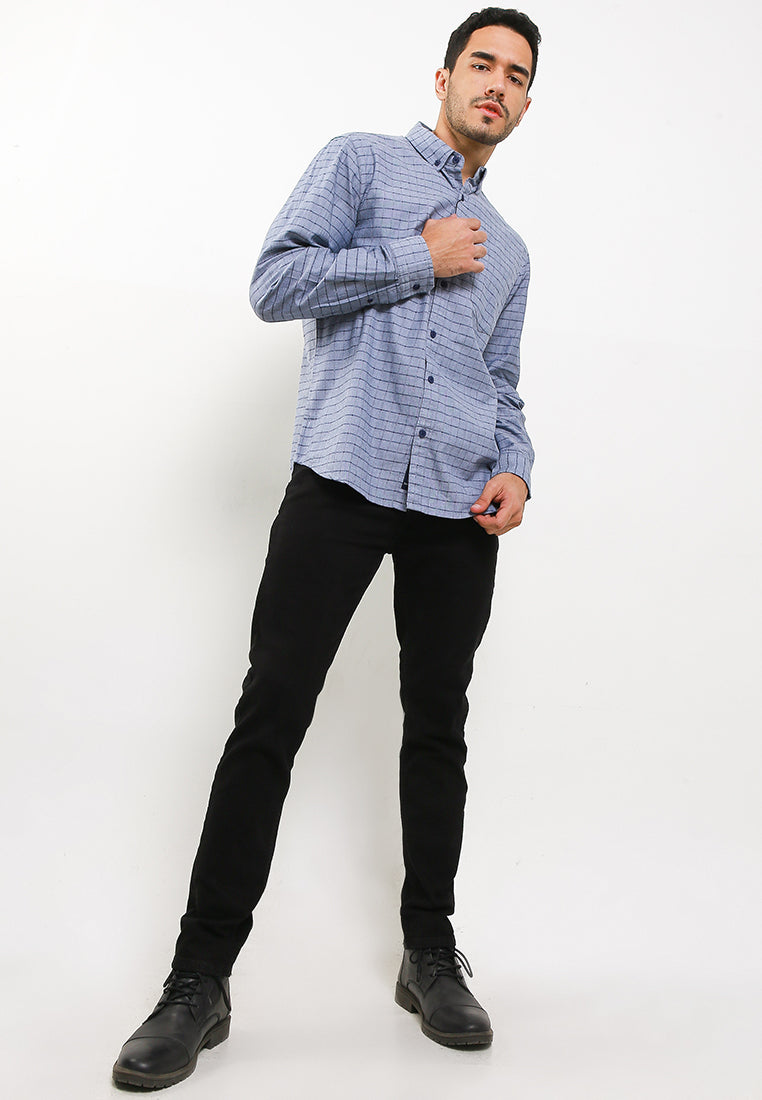 Kemeja Lengan Panjang Slim Fit | LS 500- Navy