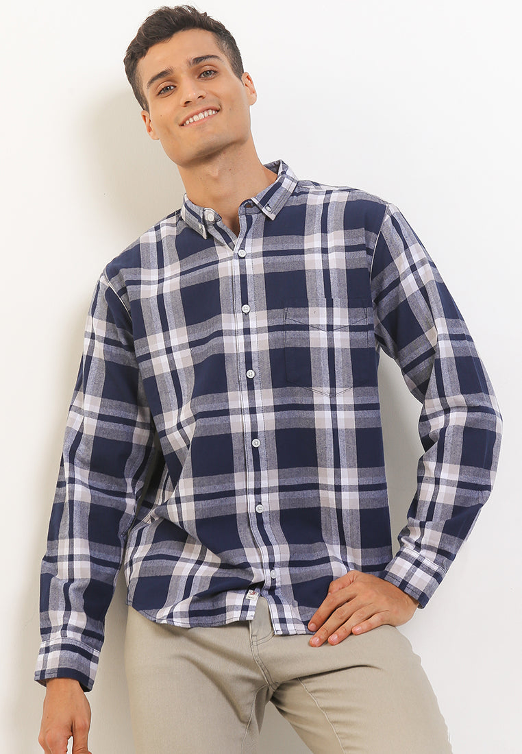 Kemeja Flanel Lengan Panjang Slim Fit | LS 505 - Navy