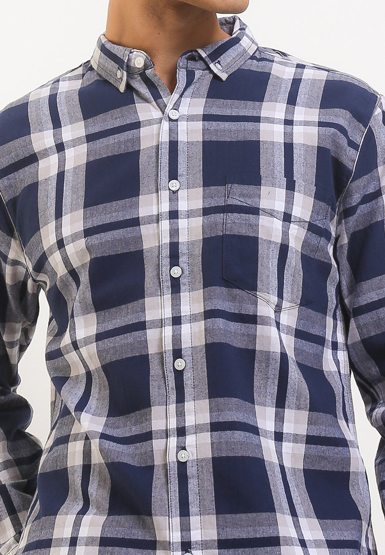 Kemeja Flanel Lengan Panjang Slim Fit | LS 505 - Navy