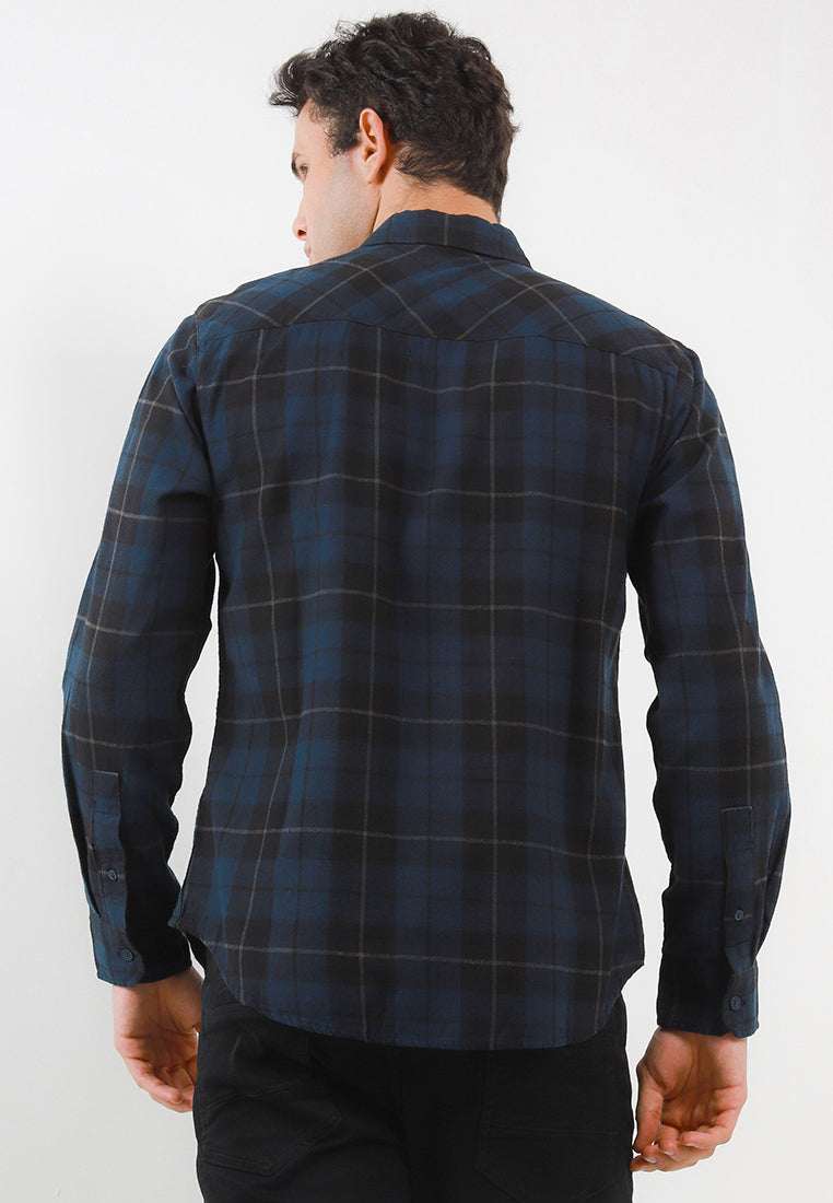 Kemeja Flanel Lengan Panjang Slim Fit | LS 509 - Navy