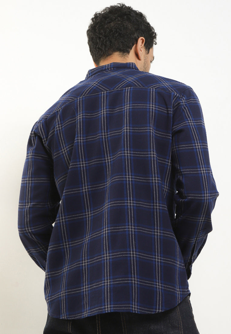 Kemeja Flanel Lengan Panjang Slim Fit | LS 523 - Navy