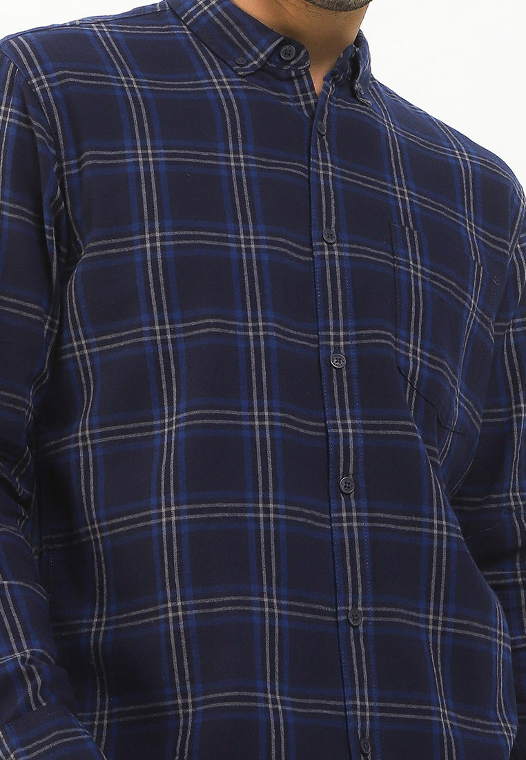 Kemeja Flanel Lengan Panjang Slim Fit | LS 523 - Navy