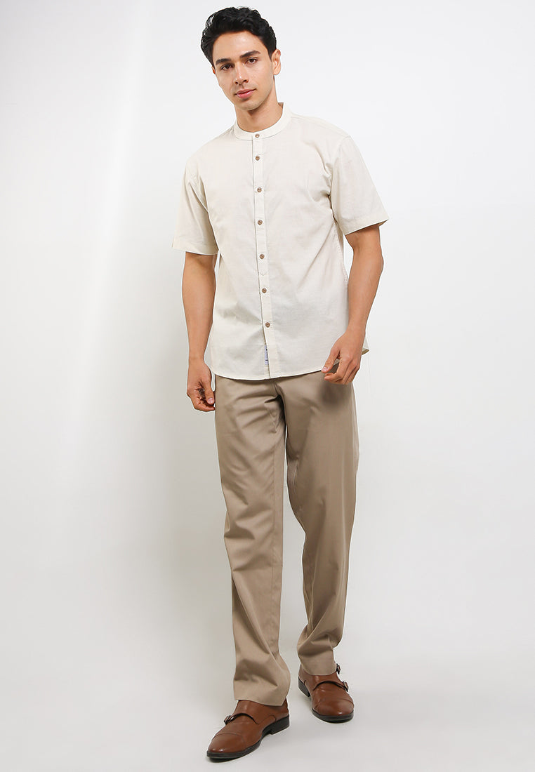 Kemeja Lengan Pendek Slim Fit | SS MC 448 - Cream