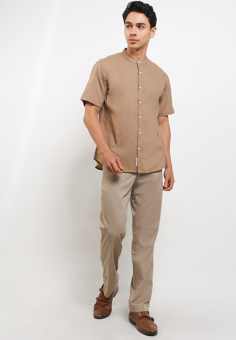 Kemeja Lengan Pendek Slim Fit | SS MC 448 - Khaki