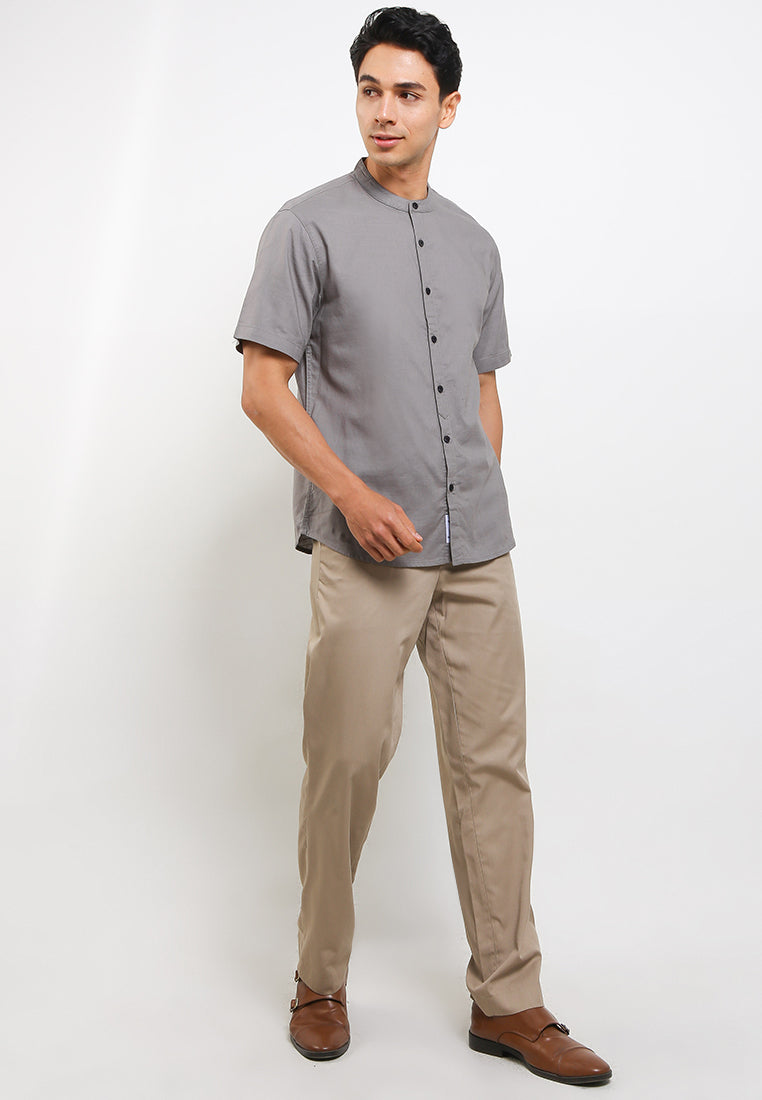 Kemeja Lengan Pendek Slim Fit | SS MC 448 - Light Grey