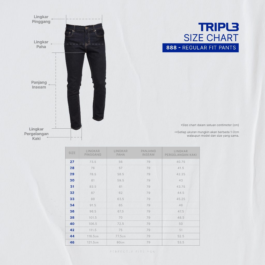 TRIPLE Celana Jeans Regular Fit Medium Wash Non Stretch (191 888 05 BWB)