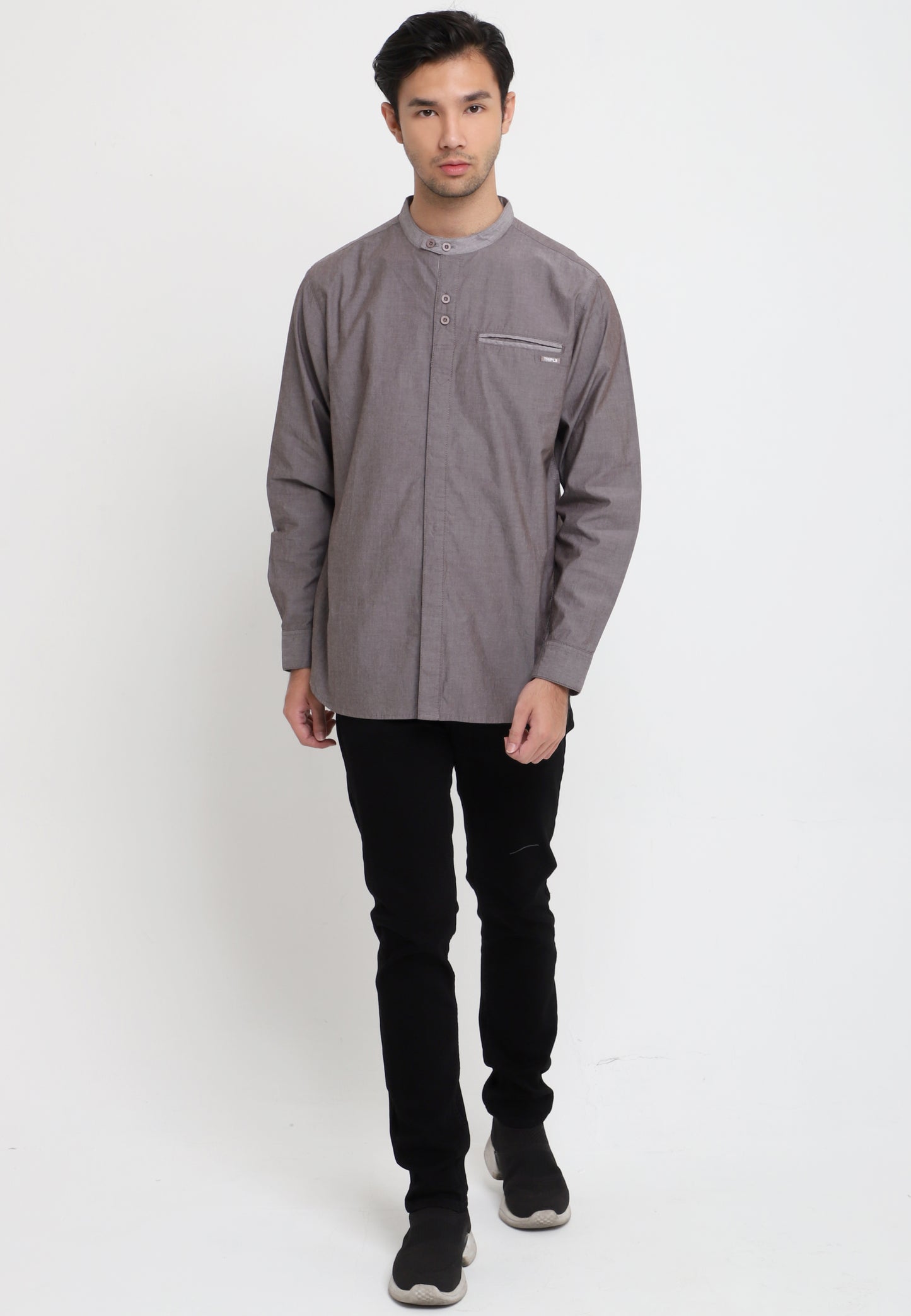 Kemeja Koko Lengan Panjang Regular Fit | LS KK 07 - Dark Brown