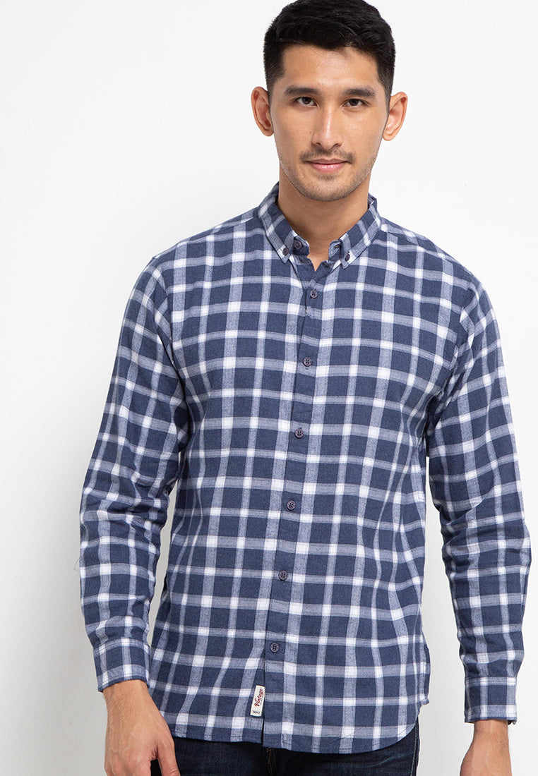 Kemeja Flanel Lengan Panjang Slim Fit | LS 426 - Navy