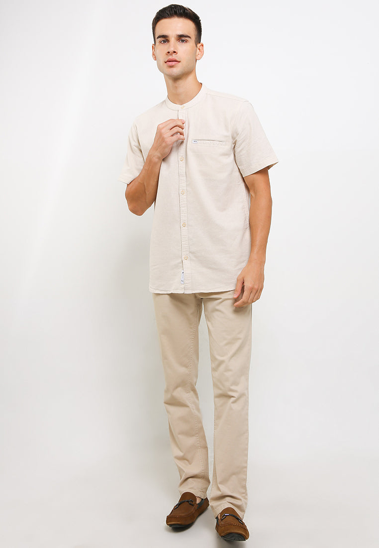 Kemeja Lengan Pendek Slim Fit | SS MC 473 - Cream