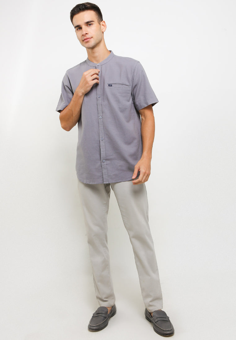 Kemeja Lengan Pendek Slim Fit | SS MC 473 - Light Grey