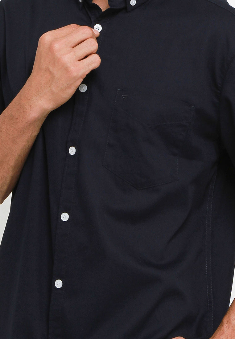 Kemeja Poplin Lengan Pendek Slim Fit Big Size | SSZ 416 - Navy