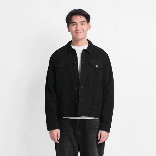 TRIPLE Jaket Denim Reguler Slim (JK DNM 555 04 GW)- Hitam Pekat
