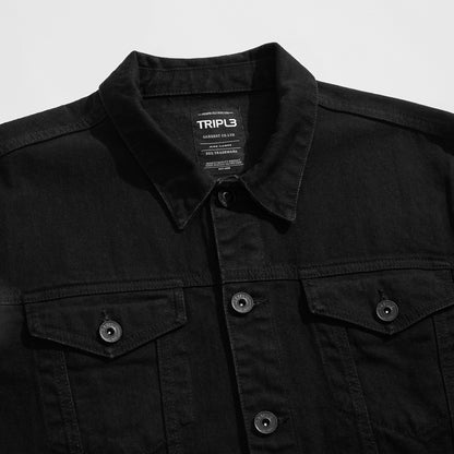 TRIPLE Jaket Denim Reguler Slim (JK DNM 555 04 GW)- Hitam Pekat