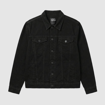TRIPLE Jaket Denim Reguler Slim (JK DNM 555 04 GW)- Hitam Pekat