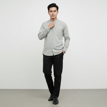 TRIPLE Kemeja Mandarin Panjang Slim Fit (LS MC 543)