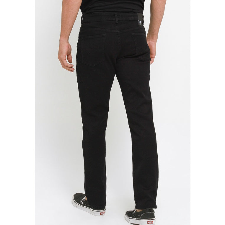TRIPLE Celana Jeans Reguler Slim Super Black Stretch