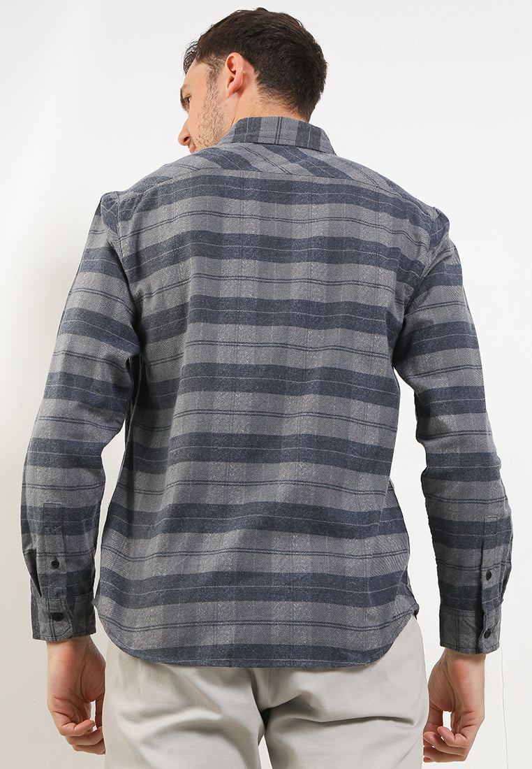 Kemeja Lengan Panjang Flanel Slim Fit | LS 499 - Dark Grey