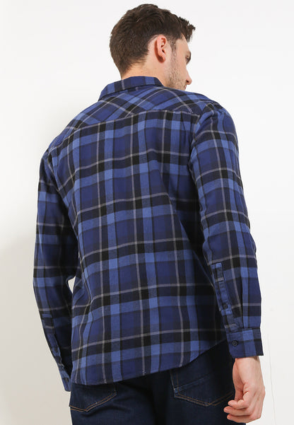 Kemeja Flanel Lengan Panjang Slim Fit | LS 504 - Navy