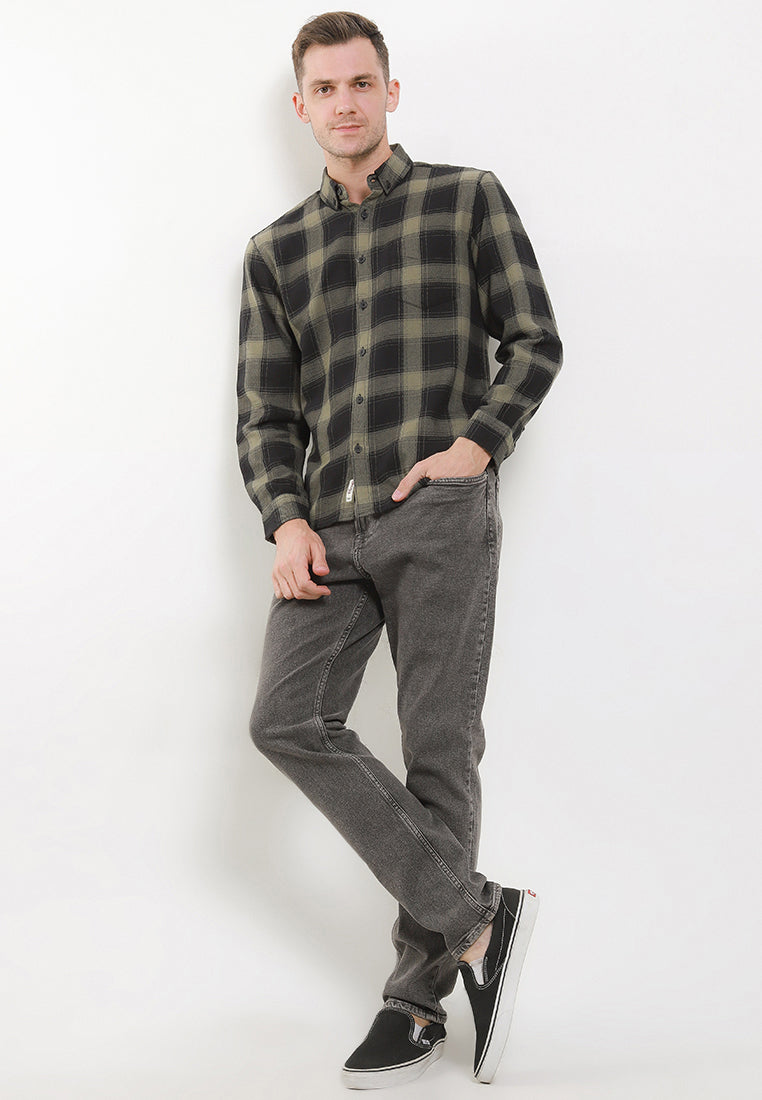 Kemeja Flanel Lengan Panjang Slim Fit | LS 517 - Green