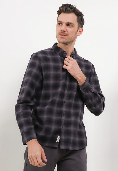 Kemeja Flanel Lengan Panjang Slim Fit | LS 528 - Dark Grey