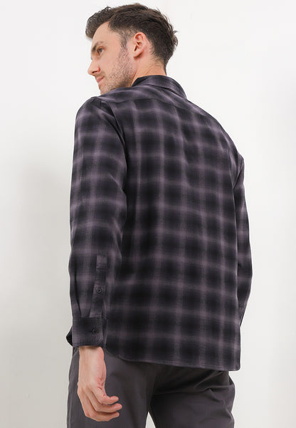 Kemeja Flanel Lengan Panjang Slim Fit | LS 528 - Dark Grey