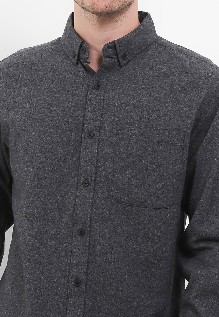 Kemeja Flanel Lengan Panjang Slim Fit | LS 530 - Dark Grey