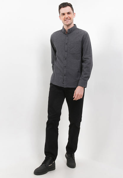 Kemeja Flanel Lengan Panjang Slim Fit | LS 530 - Dark Grey