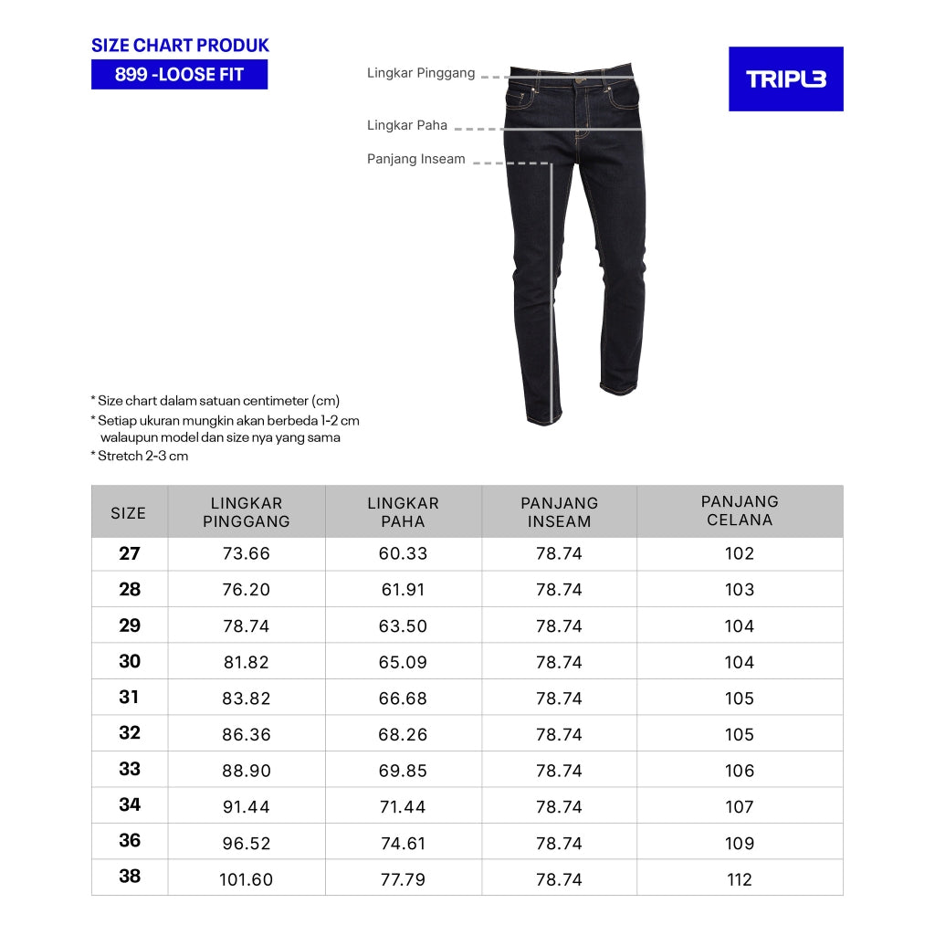 TRIPLE Celana Loose Jeans Non Stretch (363 899 01 BWT)