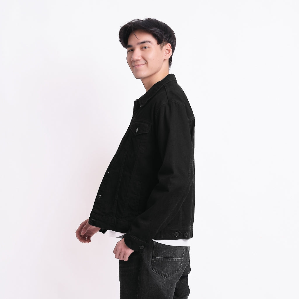 TRIPLE Jaket Denim Slim Fit (JK DNM 555 04 GW)- Hitam Pekat