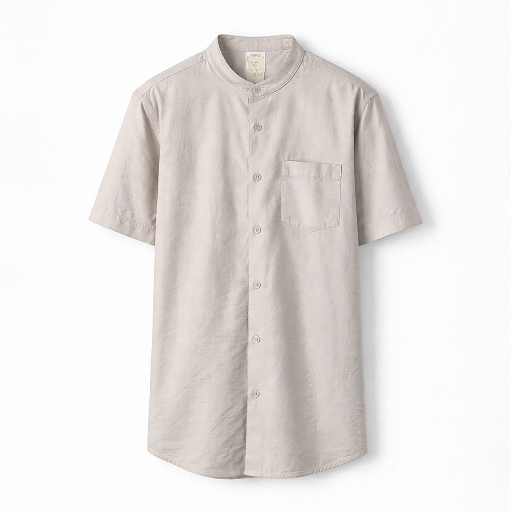 TRIPLE Kemeja Mandarin Pendek Reguler Fit (SS MC 558)