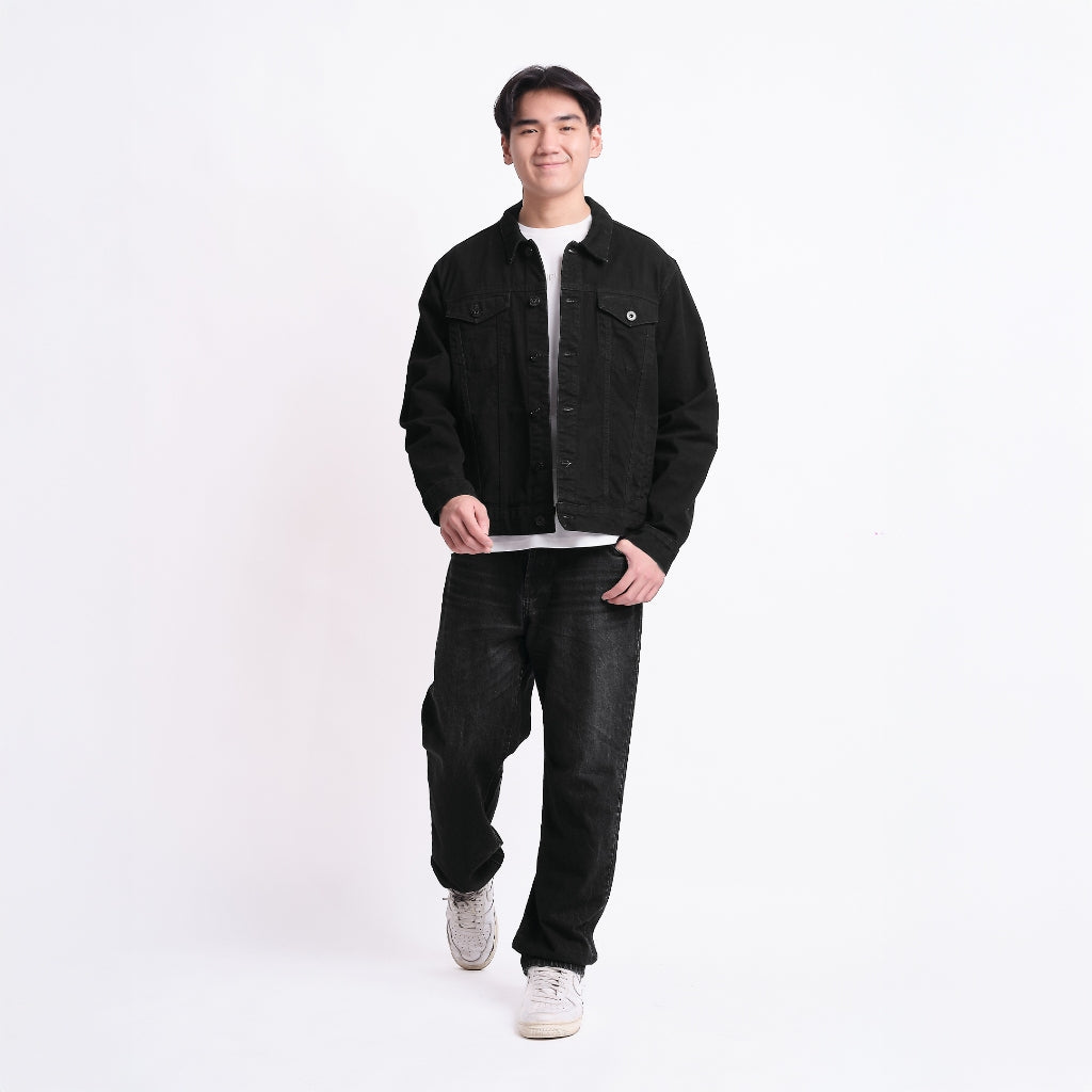 TRIPLE Jaket Denim Slim Fit (JK DNM 555 04 GW)- Hitam Pekat
