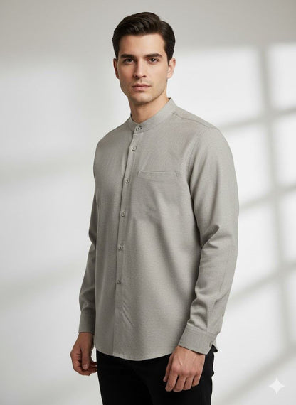 TRIPLE Kemeja Mandarin Panjang Reguler Fit (LS MC 559)