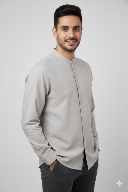 TRIPLE Kemeja Mandarin Panjang Reguler Fit (LS MC 559)