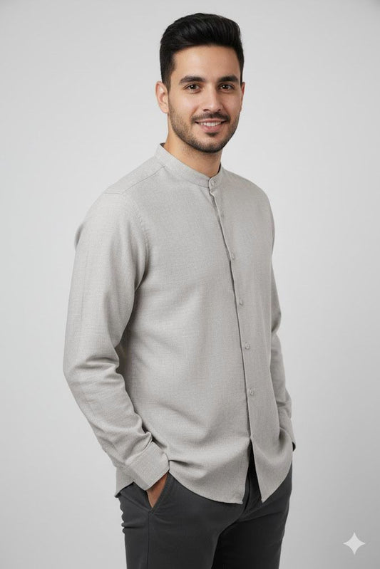 TRIPLE Kemeja Mandarin Panjang Reguler Fit (LS MC 559)