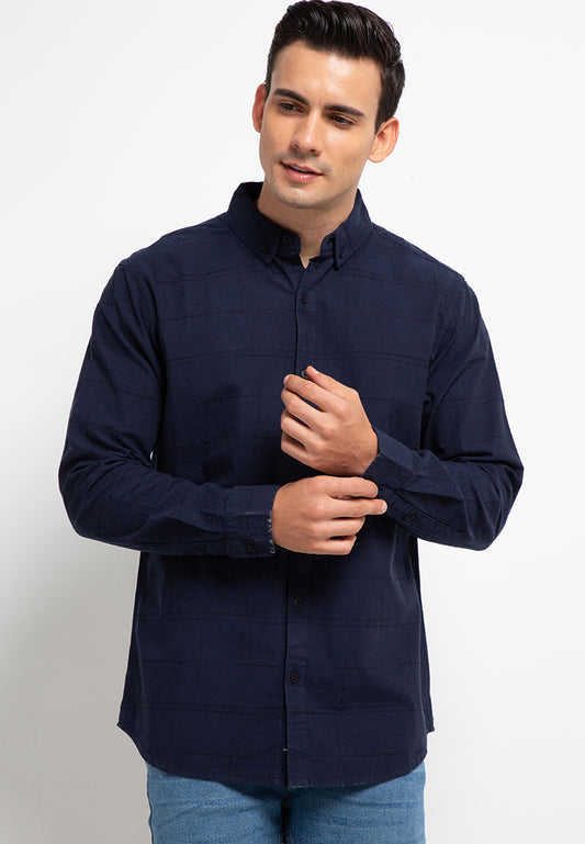 Kemeja Lengan Panjang Slim Fit | LS 425- Navy