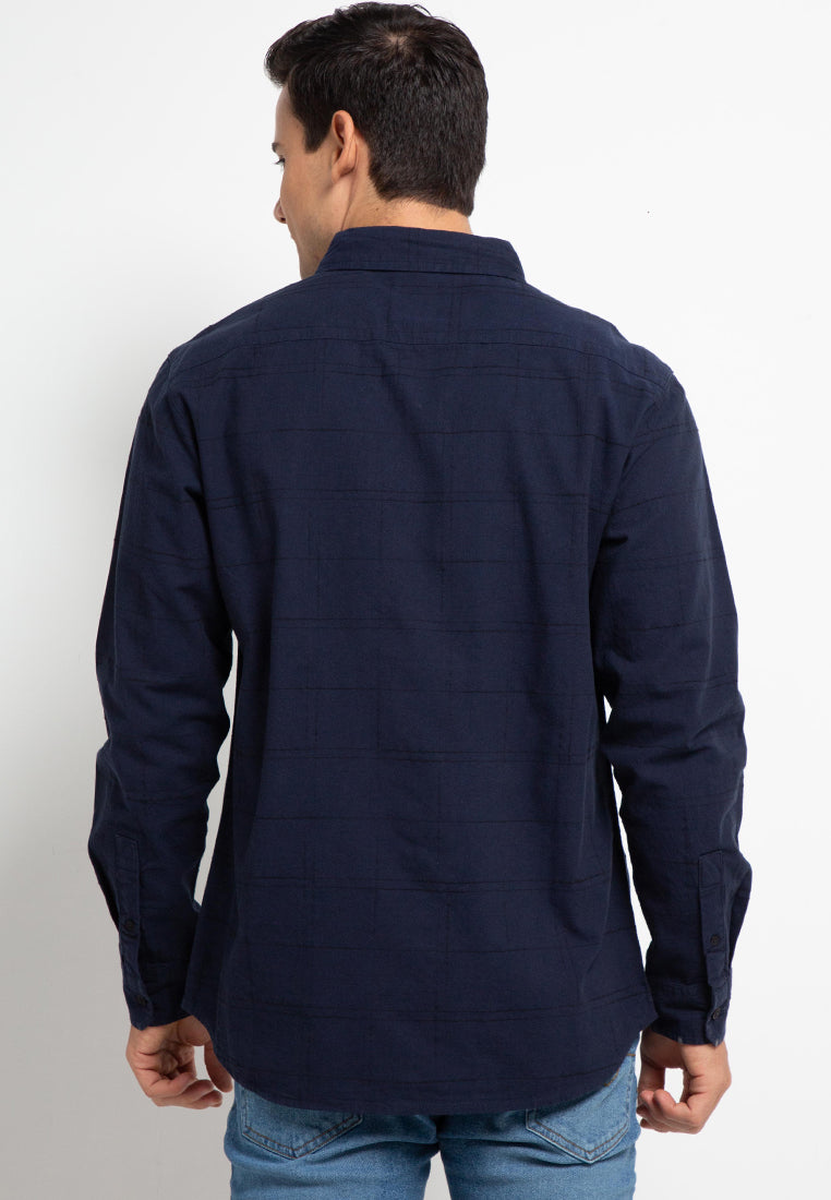 Kemeja Lengan Panjang Slim Fit | LS 425- Navy