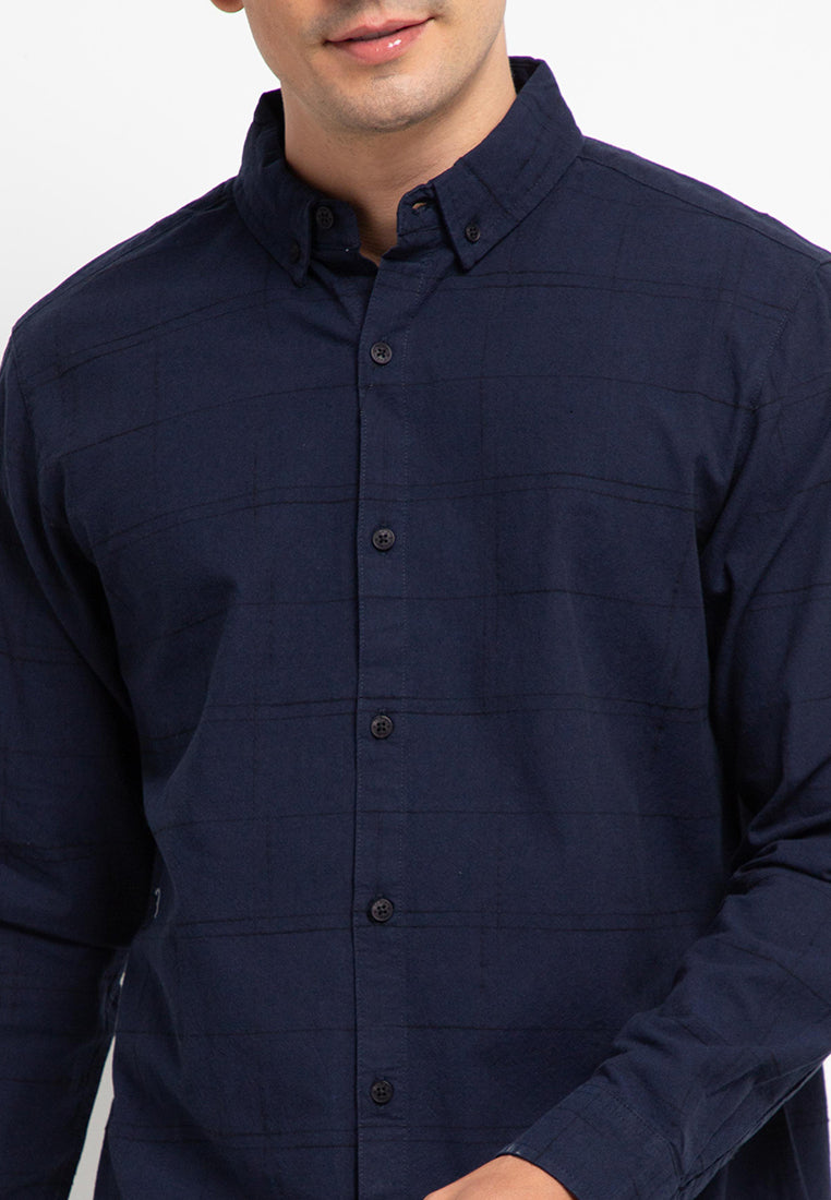 Kemeja Lengan Panjang Slim Fit | LS 425- Navy