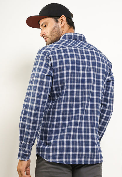 Kemeja Flanel Lengan Panjang Slim Fit | LS 490 - Navy