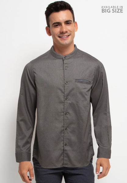 Kemeja Koko Big Size Lengan Panjang Regular Fit | LSZ KK 351 - Dark Grey