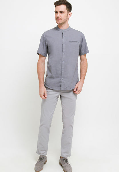 Kemeja Lengan Pendek Slim Fit | SS MC 470 - Dark Grey